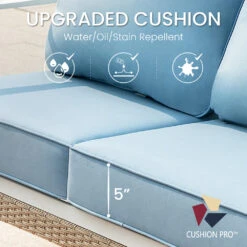 Phi Villa 4-Seater Outdoor Rattan & Steel Fresh Color Sofa Set With Coffee Table -Phi Villa CP002 2024.2.2 2