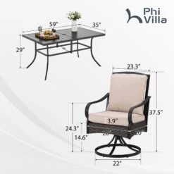 7-Piece Outdoor Dining Set With Rattan Swivel Chairs For Backyard PHI VILLA -Phi Villa CR001 2024.2.26 326