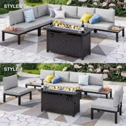 Phi Villa 6-Seater Modular Sofa Set With Integrated Side Table & Rectangle Metal Gas Fire Pit Table 24 Phi Villa 6-Seater Modular Sofa Set With Integrated Side Table & Rectangle Metal Gas Fire Pit Table -Phi Villa CS5 05 GS007 7
