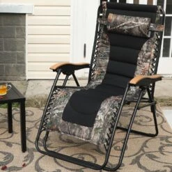 PHI VILLA Oversized Padded Zero Gravity Chair Adjustable Recliner With Cup Holder