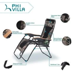 PHI VILLA Oversized Padded Zero Gravity Chair Adjustable Recliner With Cup Holder -Phi Villa Camouflage PHI VILLA Oversize XL Padded Zero Gravity Lounge Chair 2 3513f6be 4a95 4013 90a6 2bf38013cbcf