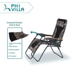 PHI VILLA Oversized Padded Zero Gravity Chair Adjustable Recliner With Cup Holder -Phi Villa Camouflage PHI VILLA Oversize XL Padded Zero Gravity Lounge Chair 3 cabaf4a0 95e9 468b b961 56262a612bb8