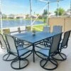 9-Piece Patio Dining Set With 60" Square Table And Textilene Swivel Chairs- Phi Villa -Phi Villa Capacious 9 Piece Patio Dining Set with 60 Square Table for Backyard Family Reunion PHI VILLA