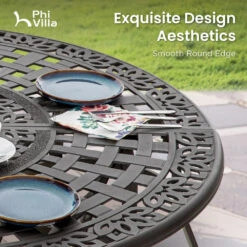 Phi Villa Cast Aluminum High Bar Dining Set With Round Table And 6 Swivel Bar Stool Chairs -Phi Villa E02GF0503 080 2