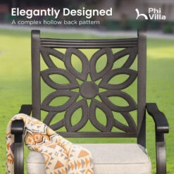 Phi Villa 3-Piece Cast Aluminum Square Table & 2 Patio High Swivel Bistro Bar Stools Chairs Set -Phi Villa E02GF050803801 N 3 205a043c 30b4 4c51 8e94 c02bec3b5071