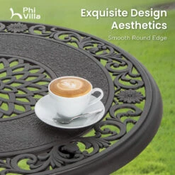 Antique Cast Aluminum Patio Pub Height Rust-free Swivel Bar Stools Set PHI VILLA -Phi Villa E02GF050803801 T 1