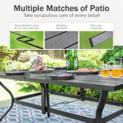 Phi VIlla Calabash 7-Piece Patio Dining Set With Mixed Chairs -Phi Villa E02GF060 4N 3