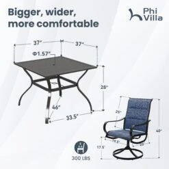 5-Piece Patio Dining Set With Padded Swivel Chairs For Deck, Porch Phi Villa -Phi Villa E02GF0703 060 01 1 2x 100