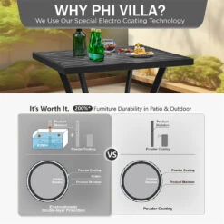 PHI VILLA 3-Piece Patio Bar Set With 2 Swivel Rattan Bar Stools & 1 Square Table -Phi Villa E02GF081 1