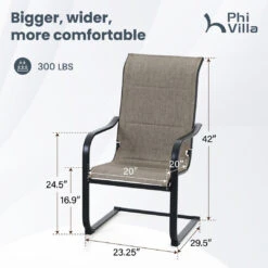 PHI VILLA C-Spring Textilene Patio Dining Chairs -Phi Villa E02GF118 2 6aaaa8ae 1a15 4b9e 9190 f96bc7f7557b
