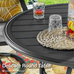 Phi Villa 5-Piece Outdoor Dining Set With Round Table & Textilene Swivel Chairs 31 Phi Villa 5-Piece Outdoor Dining Set With Round Table & Textilene Swivel Chairs -Phi Villa E02GF119 3 9fcefd94 0e39 434a 95ad 4f86aeb6e403