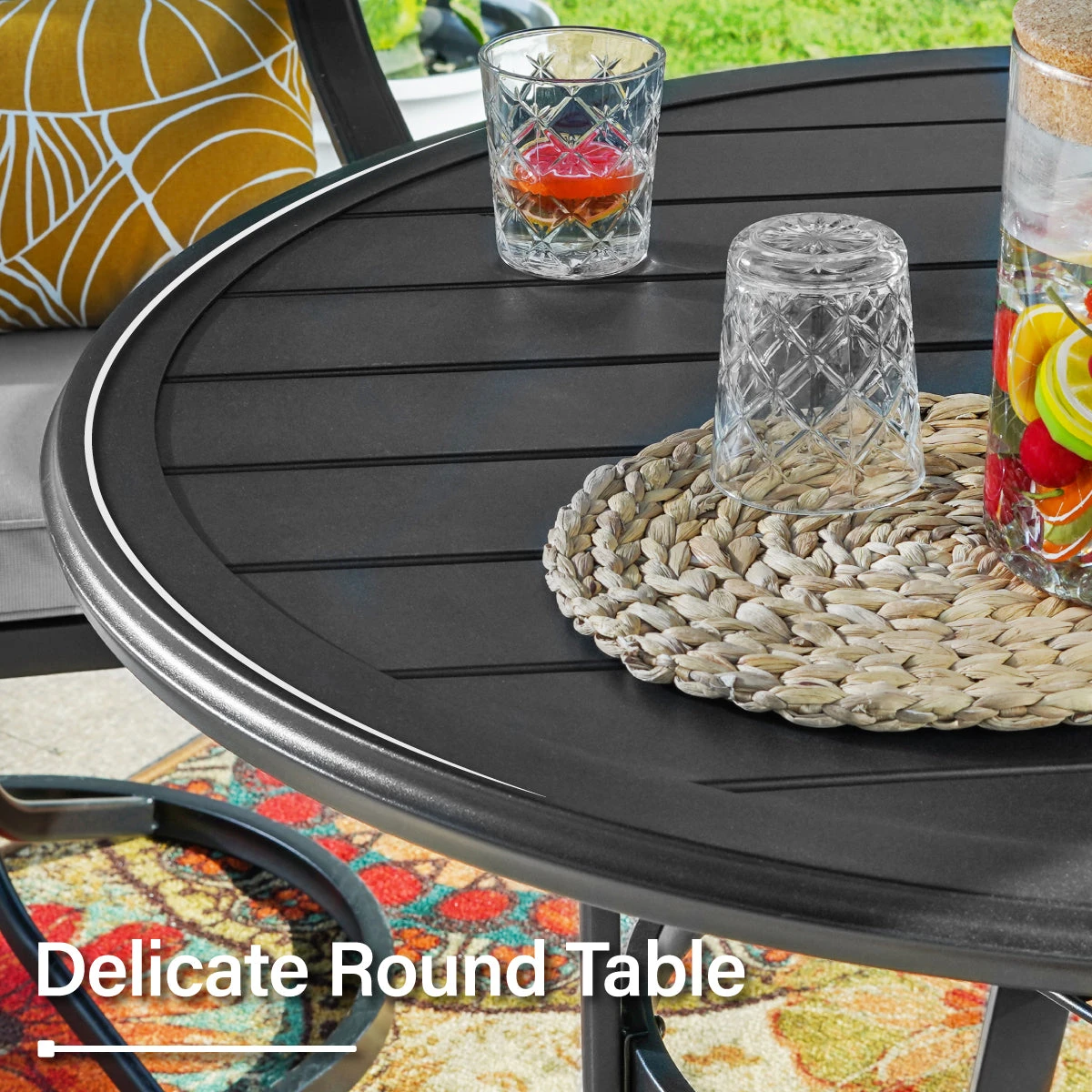 Phi Villa 5-Piece Outdoor Dining Set With Round Table & Textilene Swivel Chairs 16 Phi Villa 5-Piece Outdoor Dining Set With Round Table & Textilene Swivel Chairs - Image 14