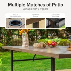 Phi Villa 7-Piece Patio Dining Set 6 Fixed Stackable Chairs & Farmhouse Style Table -Phi Villa E02GF139 N 3 500ceb9b eaf4 4906 822e e1e8a5eca2a5 1