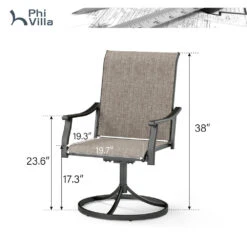 Patio 2-Piece Textliene Fixed Chair For Dining Garden PHI VILLA -Phi Villa E02GF165 S 6