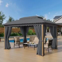 PHI VILLA 10’x13’ Patio Affordable Gazebo With Mosquito Net