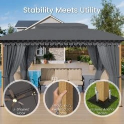 PHI VILLA 10’x13’ Patio Affordable Gazebo With Mosquito Net -Phi Villa GA051 2025.4.30 08