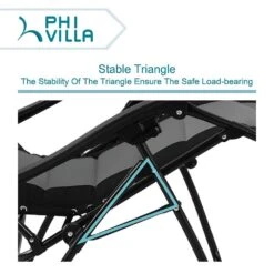 PHI VILLA Padded Zero Gravity Chair Adjustable Recliner With Cup Holder -Phi Villa Grey Adjustable Lounge Chair with Cup Holder 4