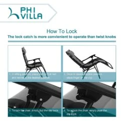 PHI VILLA Padded Zero Gravity Chair Adjustable Recliner With Cup Holder -Phi Villa Grey Adjustable Lounge Chair with Cup Holder 5