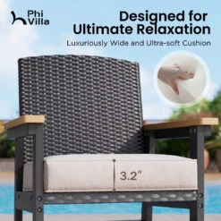 7-Pcs Outdoor Dining Set With HPDE Rattan Chair And Wood-like Table -Phi Villa HDPE PV 491 PV 25.4.9 2