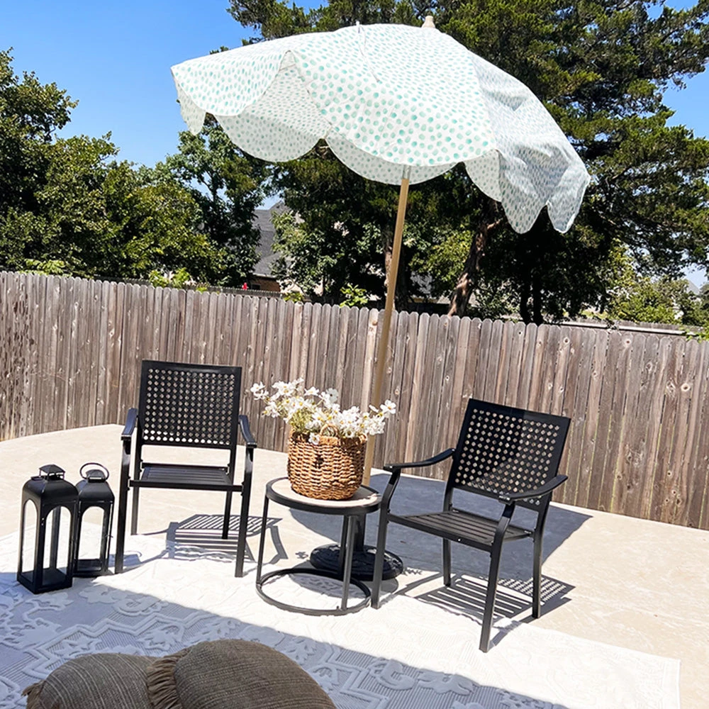 PHI VILLA Outdoor Fixed Steel Dining Chairs With Bullseye Flower Pattern - Set Of 2 4 PHI VILLA Outdoor Fixed Steel Dining Chairs With Bullseye Flower Pattern - Set Of 2 - Image 2