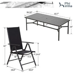 9-Piece Patio Dining Set With Foldable Textilene Chairs Phi Villa -Phi Villa HPGF PV 2024.9.11 PV 453