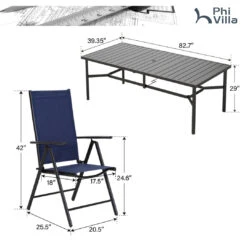 9-Piece Patio Dining Set With Foldable Textilene Chairs Phi Villa -Phi Villa HPGF PV 2024 11
