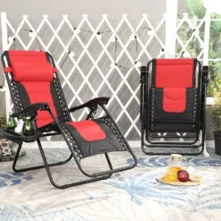 PHI VILLA Set Of 2 Padded Zero Gravity Lounge Chair Folding Patio Recliner -Phi Villa IMG 1287 1