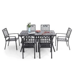 7-Piece Patio Dining Set With Stackable Chairs For Garden, Backyard PHI VILLA -Phi Villa IMG 4222