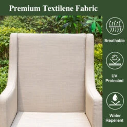 PHI VILLA Patio Textilene Fabric Padded Fixed Dining Chairs, Set Of 2 -Phi Villa IMG 5283