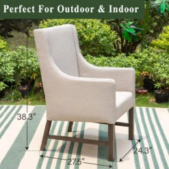 PHI VILLA Patio Textilene Fabric Padded Fixed Dining Chairs, Set Of 2 -Phi Villa IMG 5287