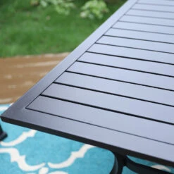 Phi Villa 37" Metal Square Slat Patio Dining Table With Umbrella Hole 25 Phi Villa 37" Metal Square Slat Patio Dining Table With Umbrella Hole -Phi Villa IMG 5915