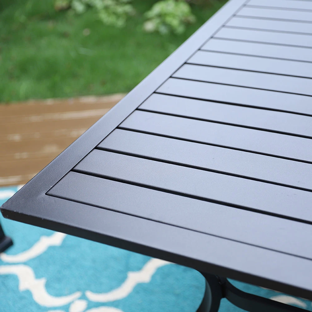 Phi Villa 37" Metal Square Slat Patio Dining Table With Umbrella Hole 13 Phi Villa 37" Metal Square Slat Patio Dining Table With Umbrella Hole - Image 11