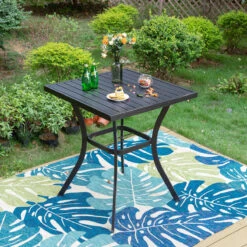 Phi Villa 31" Patio Square Bar Table With Umbrella Hole -Phi Villa IMG 6196