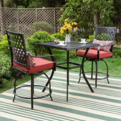 Outdoor Bohemian Swivel Bar Stools Set For Garden, Bar-PHI VILLA -Phi Villa IMG 6401