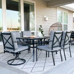Phi VIlla Calabash 7-Piece Patio Dining Set With Mixed Chairs