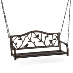 Phi Villa Metal Outdoor Porch Swing, Hanging Patio Bench 21 Phi Villa Metal Outdoor Porch Swing, Hanging Patio Bench -Phi Villa IMG 9775