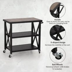 Phi Villa Outdoor Double-Shelf Movable Kitchen Island Cart -Phi Villa IMG 9793
