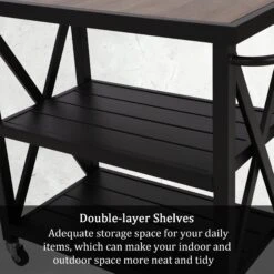 Phi Villa Outdoor Double-Shelf Movable Kitchen Island Cart -Phi Villa IMG 9799
