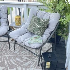 Phi Villa 2-Piece Rattan Papasan Lounge Chair With Thick Cushions -Phi Villa IMG 9997