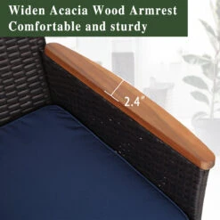 Phi Villa 5-Piece Patio Dining Set Wood-Look Table And 4 Rattan Chairs With Cushions -Phi Villa LB 13788 1 9bff4d2b 0597 466f b588 2e9fd3b9044a