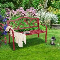 PHI VILLA 50 Inch Patio Garden & Park Bench Steel Frame Porch Chair 15 PHI VILLA 50 Inch Patio Garden & Park Bench Steel Frame Porch Chair -Phi Villa LB 18096 2 f74b9b42 d7a6 47aa 9794 8b4f5f30dddf