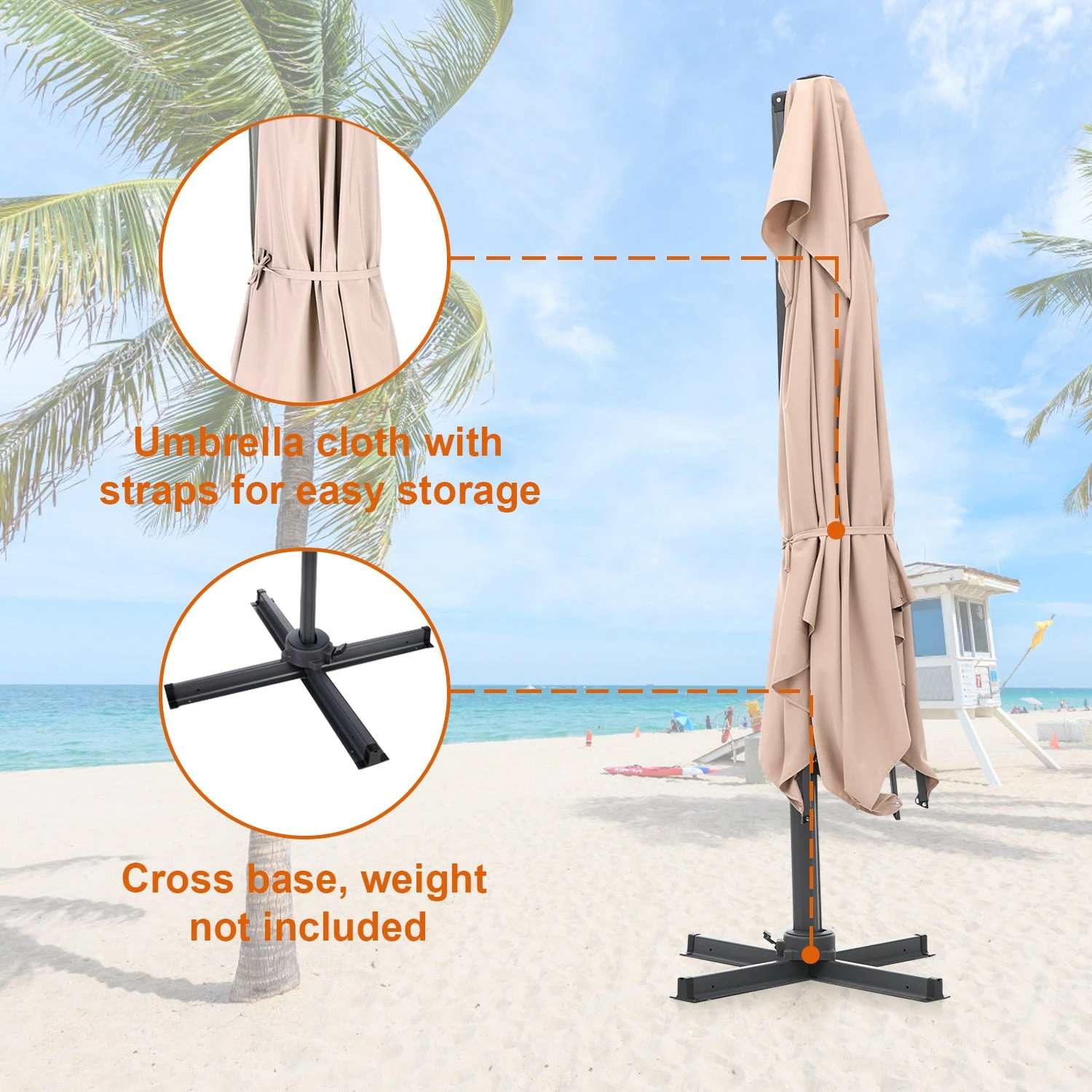 PHI VILLA 10ft Patio Square Umbrella Outdoor Offset Umbrella 13 PHI VILLA 10ft Patio Square Umbrella Outdoor Offset Umbrella - Image 11