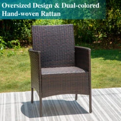 PHI VILLA 7 Piece/ 9 Piece Patio Dining Set With Rattan Cushioned Chairs & Extendable Steel Table -Phi Villa LB 18945 a96c48a7 8708 4be0 859f 18bf51e2fb21