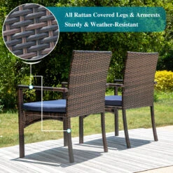 PHI VILLA 7 Piece/ 9 Piece Outdoor Dining Set With Rattan Cushioned Chairs & Extendable Steel Table -Phi Villa LB 18958 197fb4b8 3dbe 47b0 aebf 49cb06d7e56b