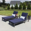 PHI VILLA 2-Piece Outdoor Rattan Chaise Recliner Lounge Chair