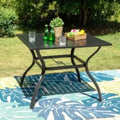 Phi Villa 37" Metal Square Slat Patio Dining Table With Umbrella Hole 23 Phi Villa 37" Metal Square Slat Patio Dining Table With Umbrella Hole -Phi Villa Metal Steel Slat Dining Table with Umbrella Hole 1 a4125c58 b557 452f 8cf0 840ab50bf3f0