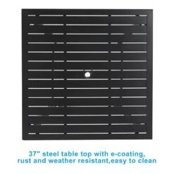 Phi Villa 37" Metal Square Slat Patio Dining Table With Umbrella Hole 20 Phi Villa 37" Metal Square Slat Patio Dining Table With Umbrella Hole -Phi Villa Metal Steel Slat Dining Table with Umbrella Hole 3