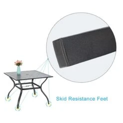 Phi Villa 37" Metal Square Slat Patio Dining Table With Umbrella Hole 22 Phi Villa 37" Metal Square Slat Patio Dining Table With Umbrella Hole -Phi Villa Metal Steel Slat Dining Table with Umbrella Hole 4