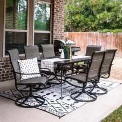 Patio Upgraded Padded Swivel Dining Chairs For Porch, Deck, Backyard PHI VILLA -Phi Villa Modern 7 Piece Patio Dining Set with Padded Swivel Chairs for Backyard PHI VILLA.1 1