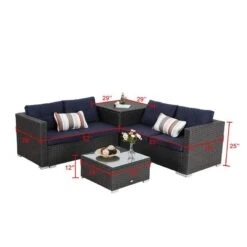 Phi Villa 4-Seater Outdoor Wicker Sectional Sofa Set With Cushions -Phi Villa Outdoor Furniture Sectional Patio Sofa 4 PCS Set 3 a1d413aa 3750 431f a41f 81538732286a
